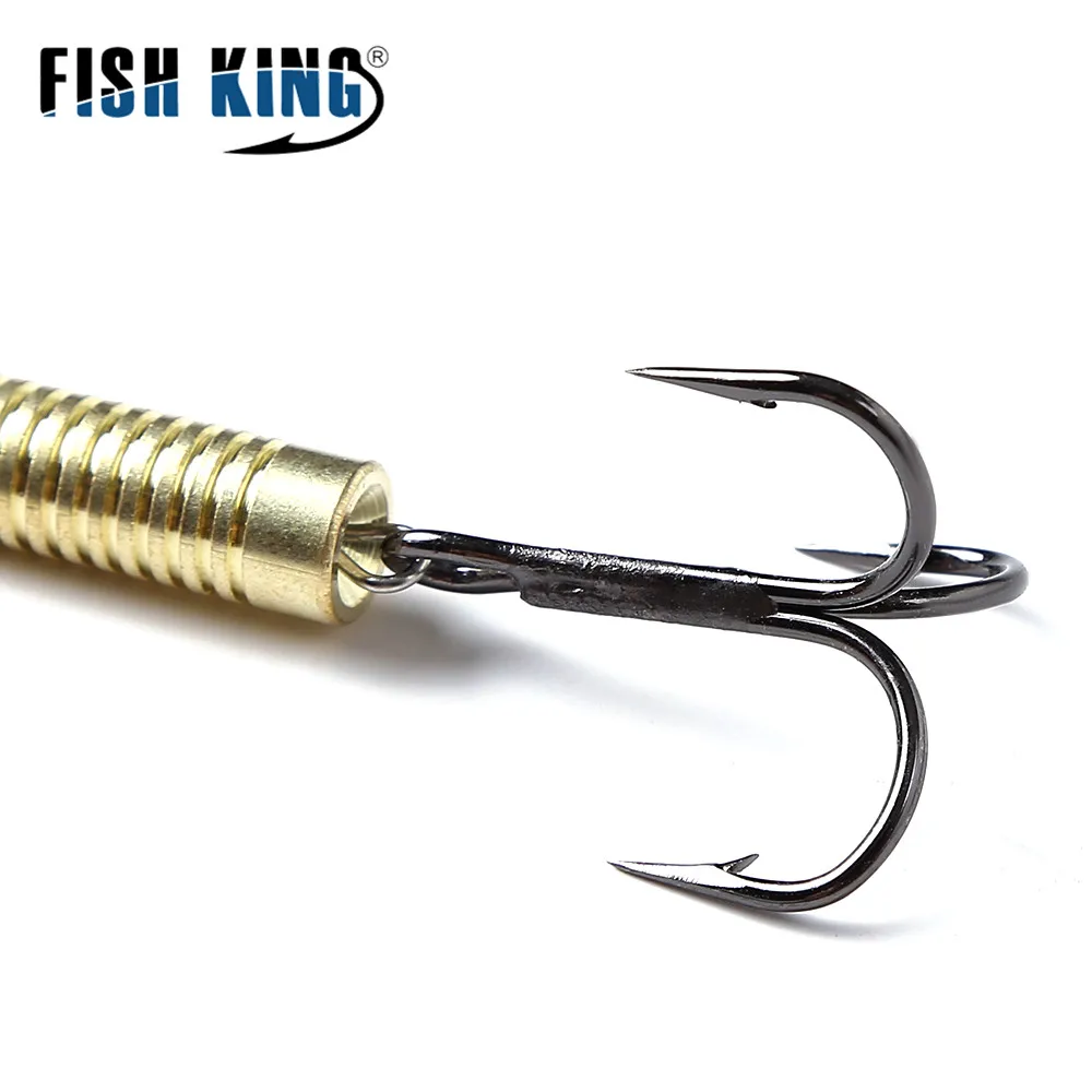 FISH KING-señuelo de pesca de fundición larga, cebo giratorio duro de Metal falso con gancho, 1 unidad, 10 colores - imagen 3