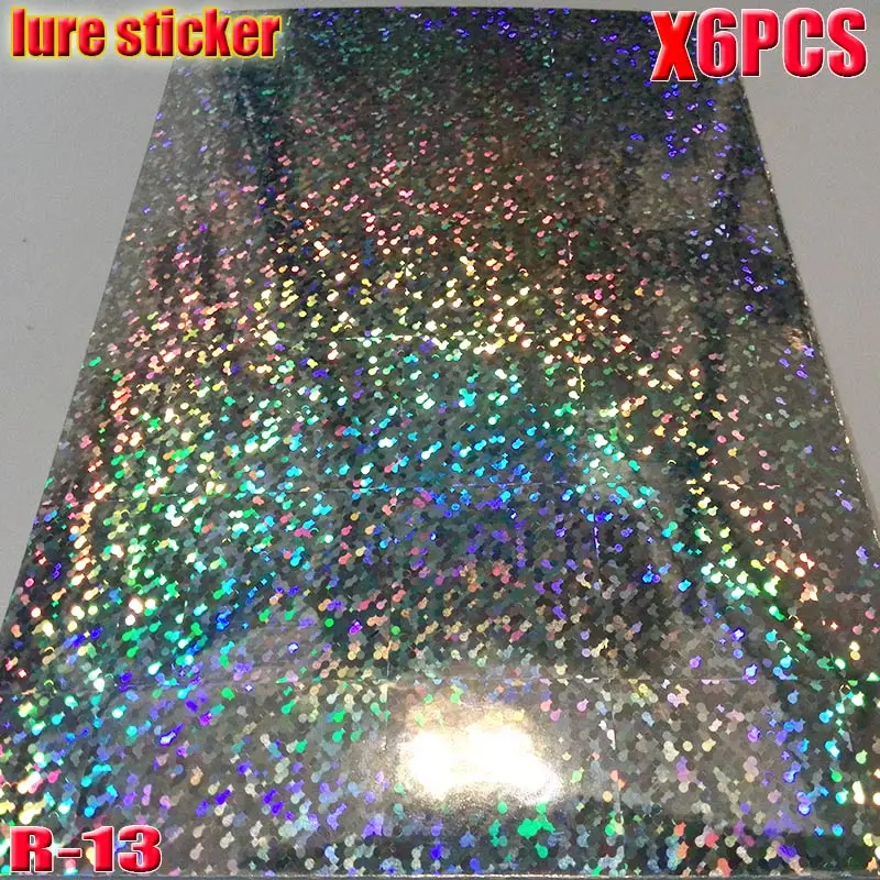 Pegatina de piel de pez para señuelo de pesca, pegatinas de plantilla DIY, materiales de atado de moscas, tamaño grande de 100mm x 150mm, 6 papeles por lote, nuevo - imagen 3