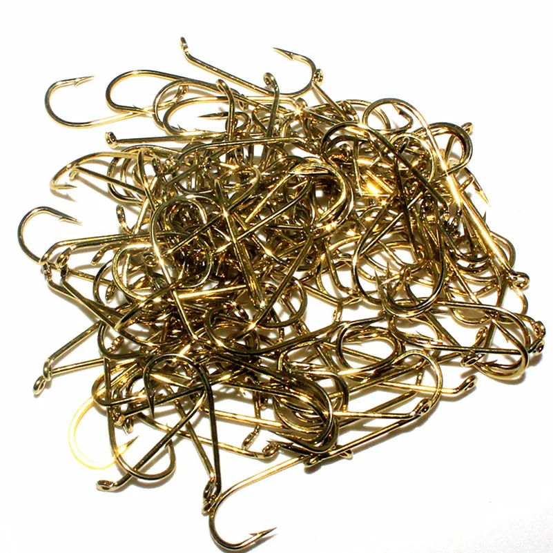 KKWEZVA-anzuelos de pesca con mosca de níquel, anzuelos de pesca con mosca de Ninfa, anzuelo de pesca con mosca de níquel dorado, 18mm/ancho 7mm, 8 #, 100 unidades