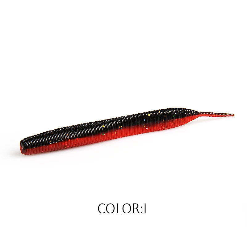 2019 nieuwe Supercontinent Naaldstaart rechte worm nu hot 100mm/10 stks Dubbele Kleur Siliconen Aas - imagen 5