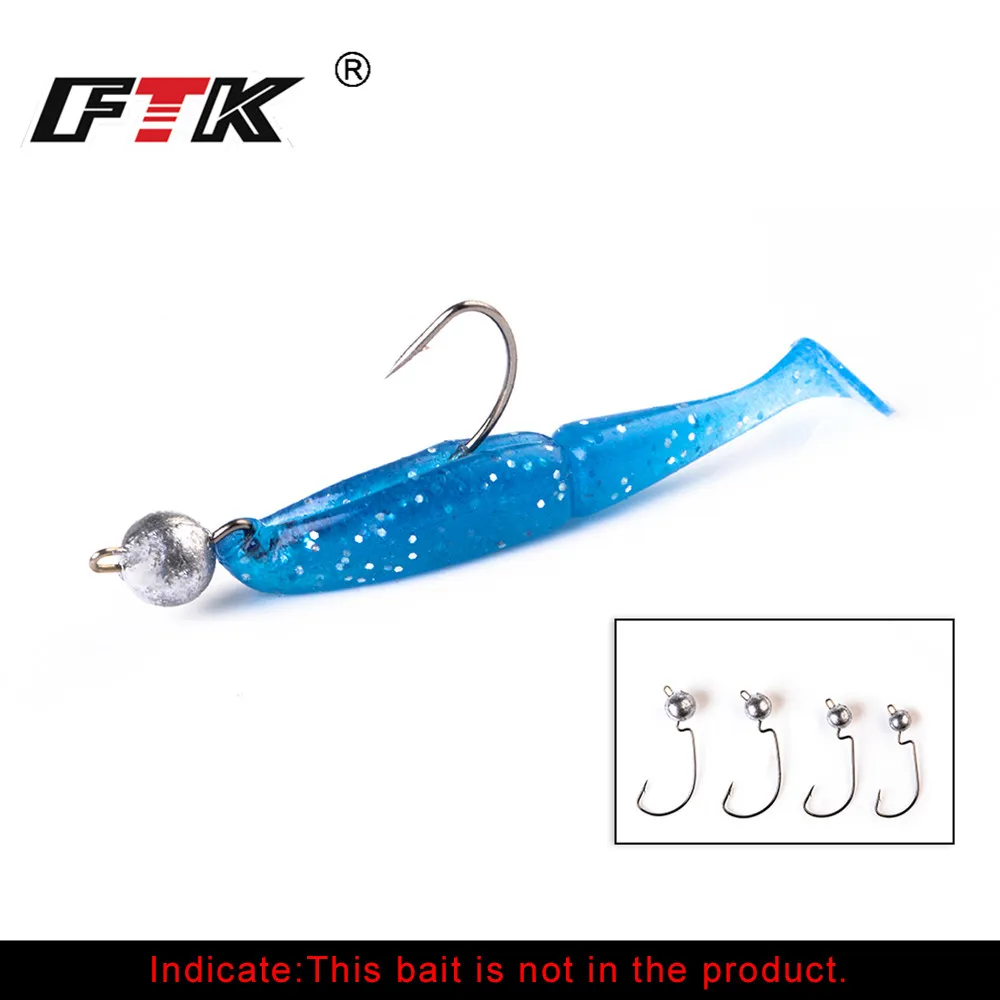 FTK 5-8 Uds anzuelos de pesca de gusano suave 3,5g 5g 7g 10g anzuelo de señuelo con cabeza de anzuelo accesorios de anzuelos con manivela de acero rico en carbono - imagen 4