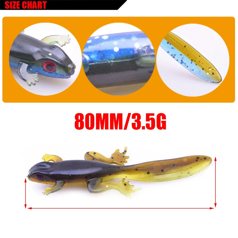 Señuelo de pesca de silicona Artificial, cebo de gusanos, plantilla suave, olor atractivo, cangrejo, lubina, accesorios de aparejos de pesca, 80mm, 3,5g, 6 unids/lote - imagen 2
