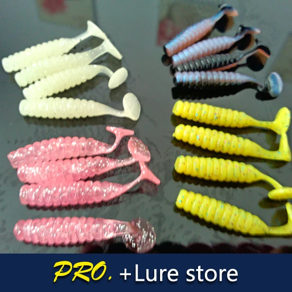 Señuelo multicolor de cola de paleta suave, cebos de pesca, gusanos de paleta suave, 4cm, 100 unidades - imagen 3