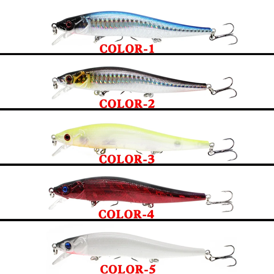 LEOSPORT-Señuelos de Pesca de 11,5 cm/14,5g, cebos duros, 5 colores disponibles, modelos de pececillos de plástico, aparejos de pesca al por mayor, 1 ud.
