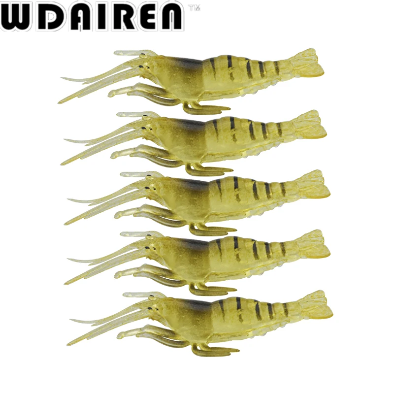 20 unids/lote de Señuelos de Pesca suave de Camarón, 45mm, 1,2g, de silicona, para pesca de cebo suave, cebo de lubina - imagen 4
