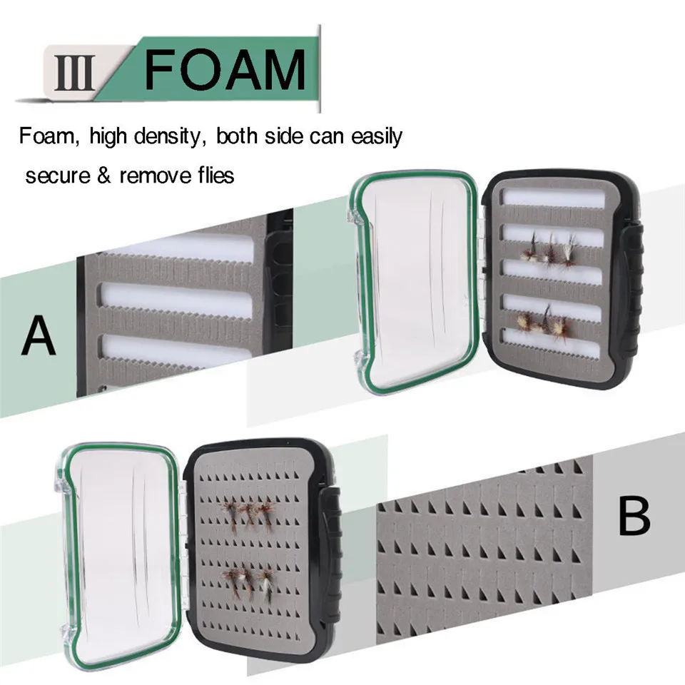 Caja de pesca con mosca Maximumcatch, inserto de espuma impermeable de plástico, caja de pesca con mosca transparente de doble cara - imagen 4