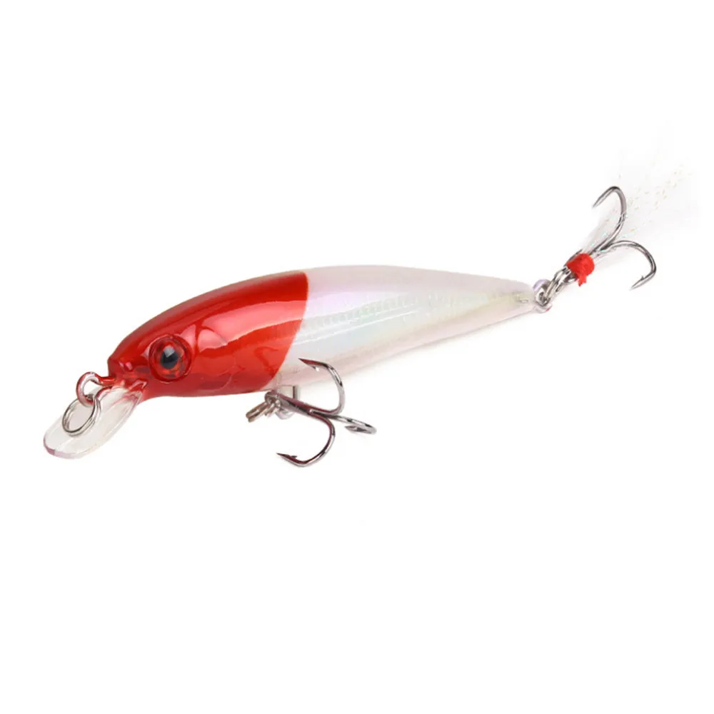 1 Uds señuelo de pesca Minnow 9cm 7g isca Artificial duro Crankbait Wobbler cebos con pluma Artificial Lucio herramientas de pesca de carpa - imagen 2