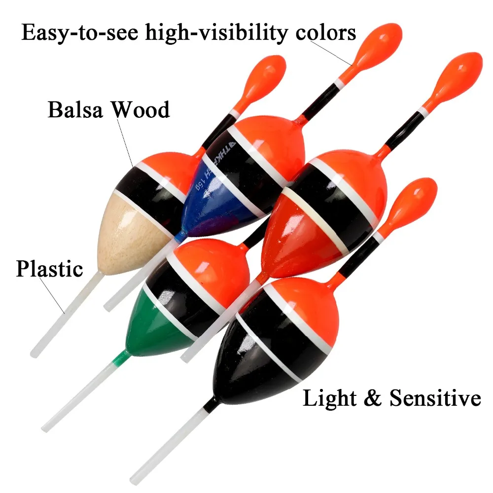 THKFISH 5 uds flotador de pesca Slip Bobber 5g 15g flotadores de pesca de madera Balsa boyas para tipo de pez lubina carpa Bobbers deslizantes de agua dulce - imagen 5