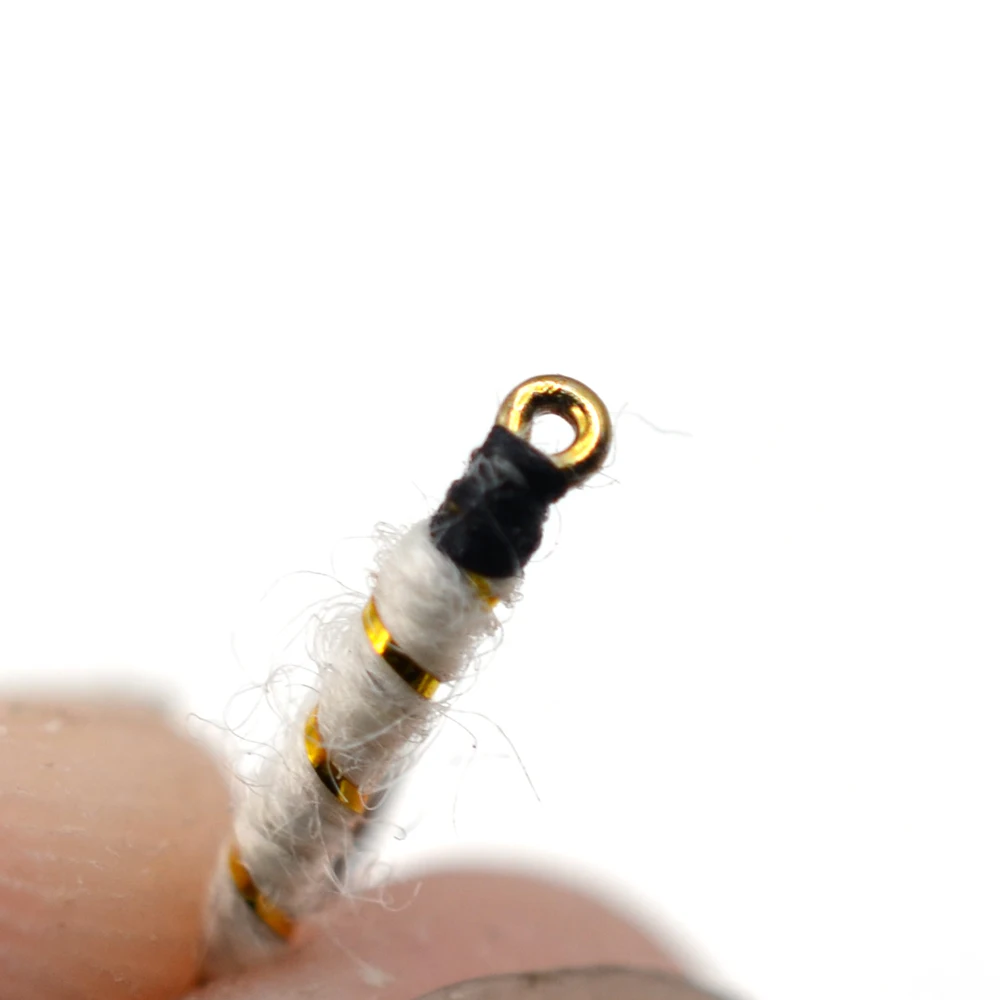 Señuelo de ninfa de pesca MNFT 10PCS 14 #   Señuelos de moscas húmedas de Pupa de cebra blanca, cebos de pesca con mosca - imagen 4