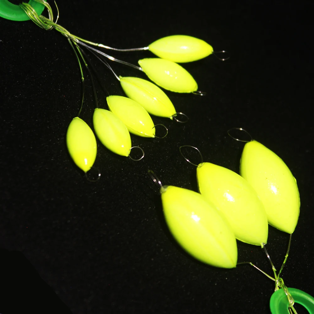 Mini flotador de pesca ovalado, 1 grupo, 6 uds/3 uds., Bobber Rig, fabricación de frijoles flotantes, cuentas llamativas rojas/amarillas con agujero sin tapón - imagen 4