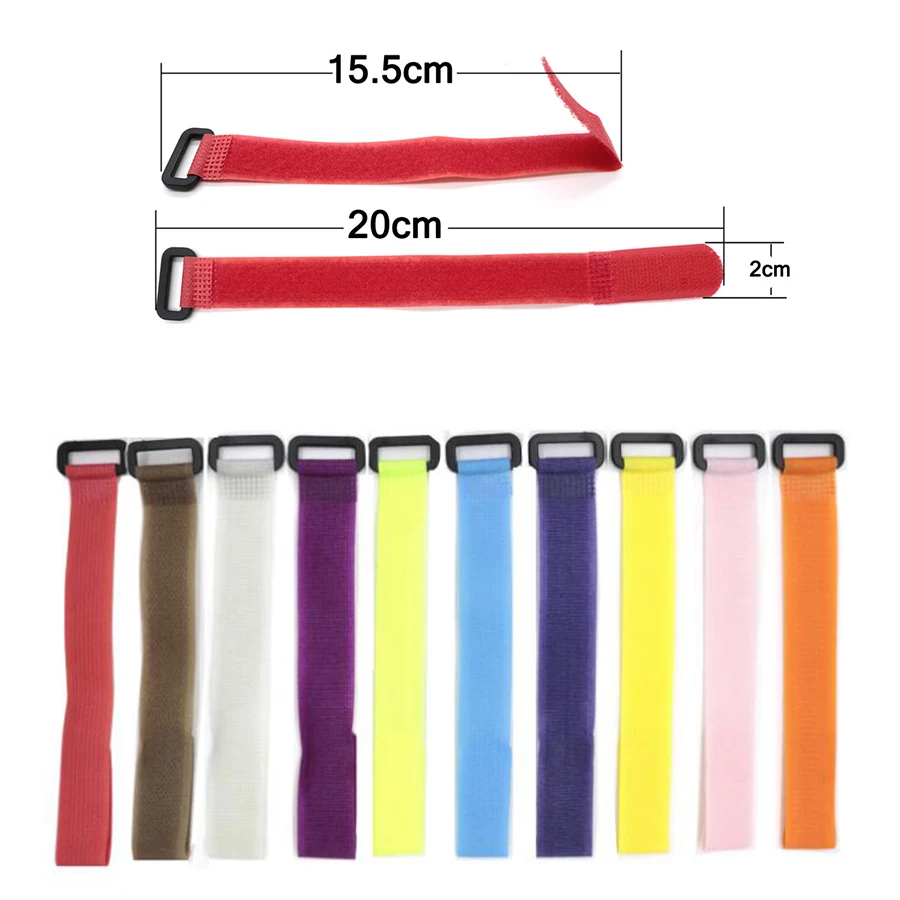 10 Uds. Cinturones para caña de pescar, 20cm, nailon, reutilizable, soporte para corbata, tirantes, gancho de sujeción, lazos para Cable, cinturón de pesca - imagen 2