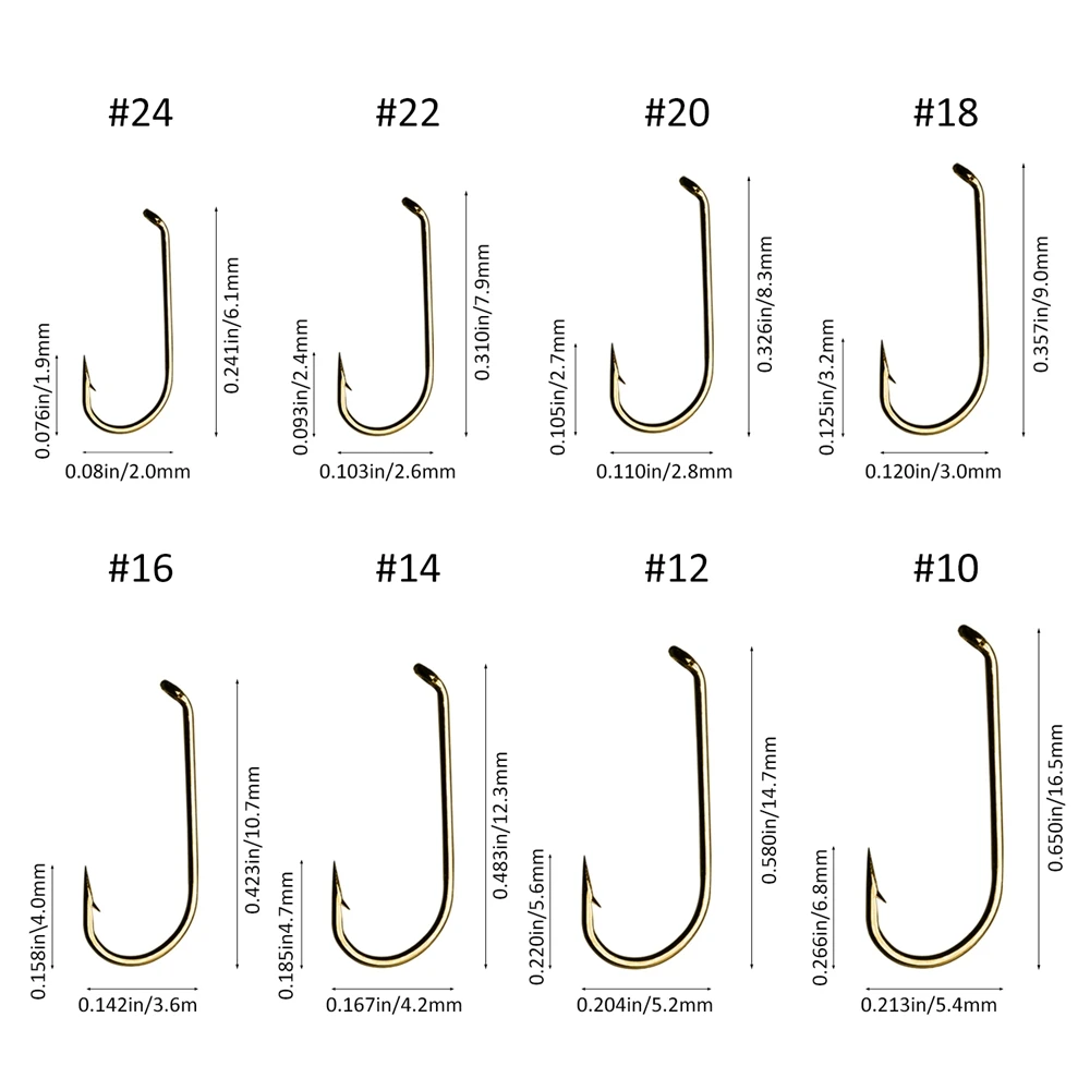 Goture-anzuelos de pesca con mosca de 120 piezas, juego de anzuelos de bronce de acero con alto contenido de carbono, con púas, para atar moscas secas/Nymph, con caja de componentes magnéticos - imagen 5