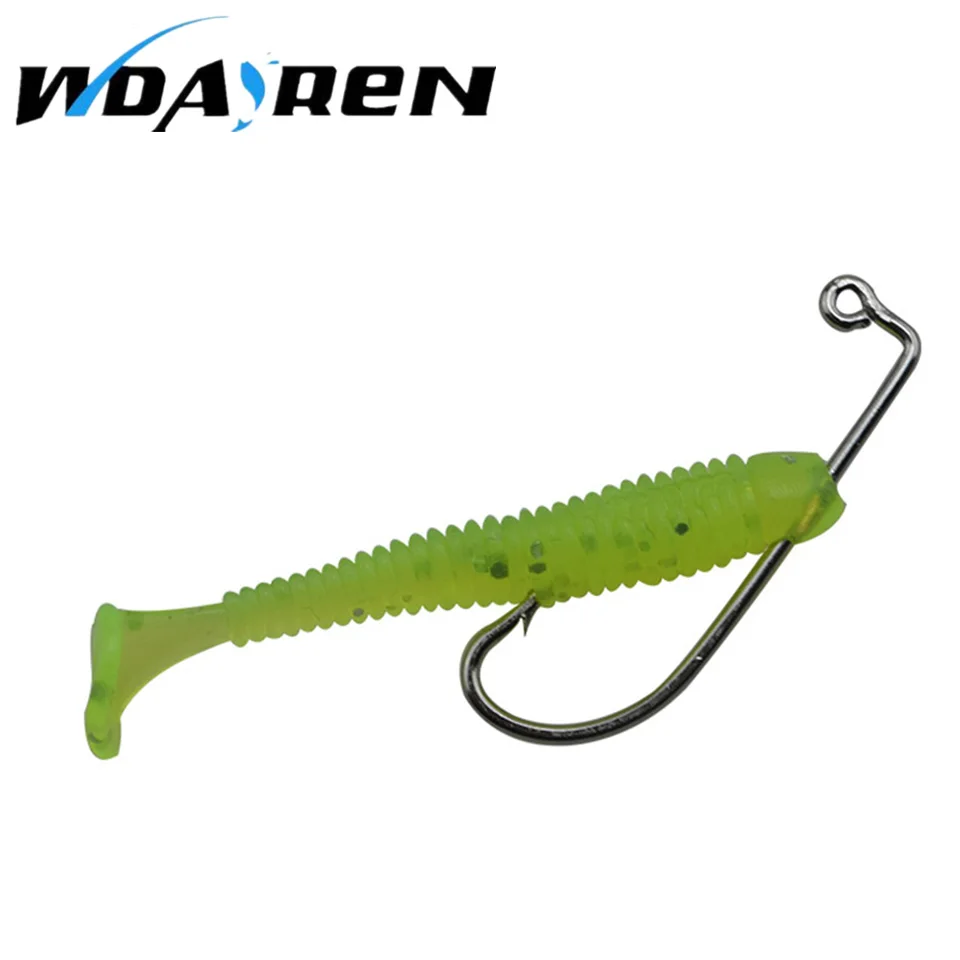 Anzuelo grande de pesca Mustad Offset Jig, anzuelos de gusano para lubina de agua salada, aparejos de pesca de carpa, 20 unids/lote, FA-065 - imagen 3