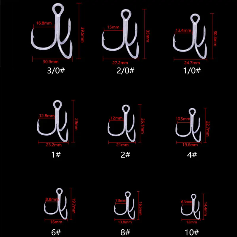 Balleo-anzuelo triple de punto CP, anzuelo fuerte para pesca de atún en el mar, con ranura en T invertida, 1/0, 2/0, 3/0, 20 unidades por lote - imagen 5