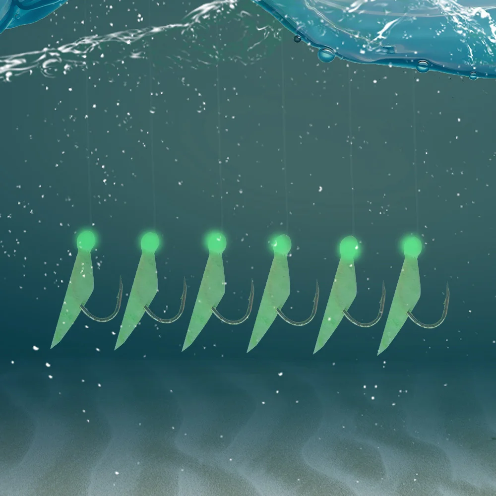 Paquete de 5/10/20 aparejos de cebo de pesca de mar, piel de pescado Real, cuentas luminosas, caballa, agua salada, aparejos de pesca de agua dulce, gancho de cuerda, tamaño 4/6/8 - imagen 4