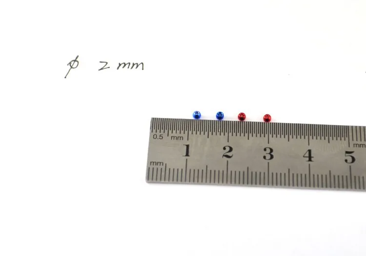 MNFT-Cuenta de latón para trucha, percha, Lucio, moscas, Material de atado de moscas, 100 piezas, 2mm, Color rojo/azul, aparejos de pesca - imagen 5