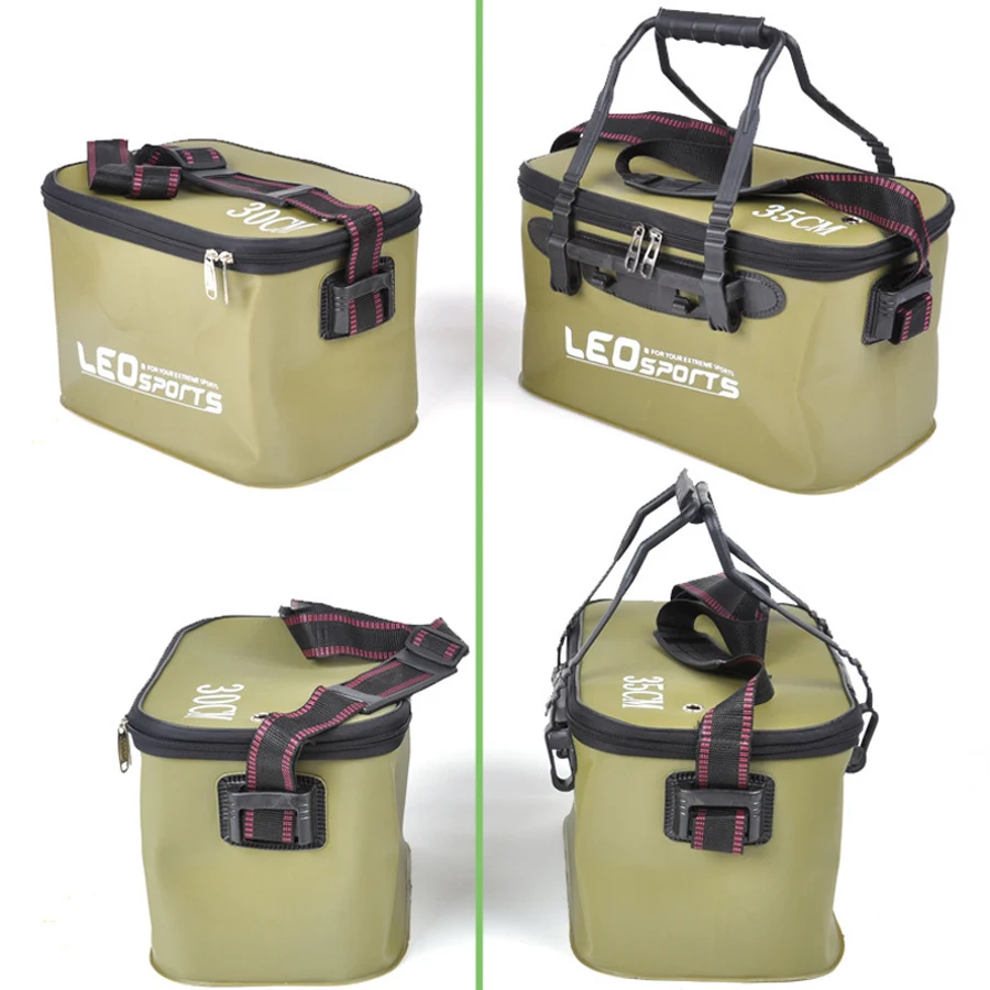 Cubo plegable portátil para peces vivos, estuche de almacenamiento de material EVA, caja de aparejos para tanque de agua de pesca al aire libre, accesorios para peces vivos - imagen 3