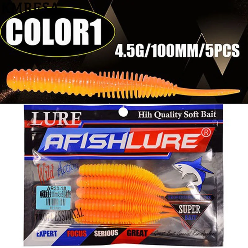 KMRESA-señuelo de pesca para peces blandos, cebo de goma Artificial de plástico Isca con tachuelas de sal, 10cm/4,5g, 5 unids/lote - imagen 3