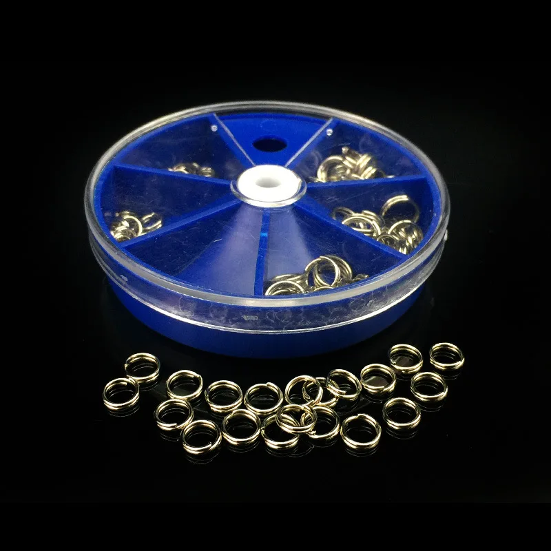 Accesorios para aparejos de pesca, conector, anillos de conexión de señuelo, acero inoxidable, tamaño completo 4-7mm, juego de 116 piezas