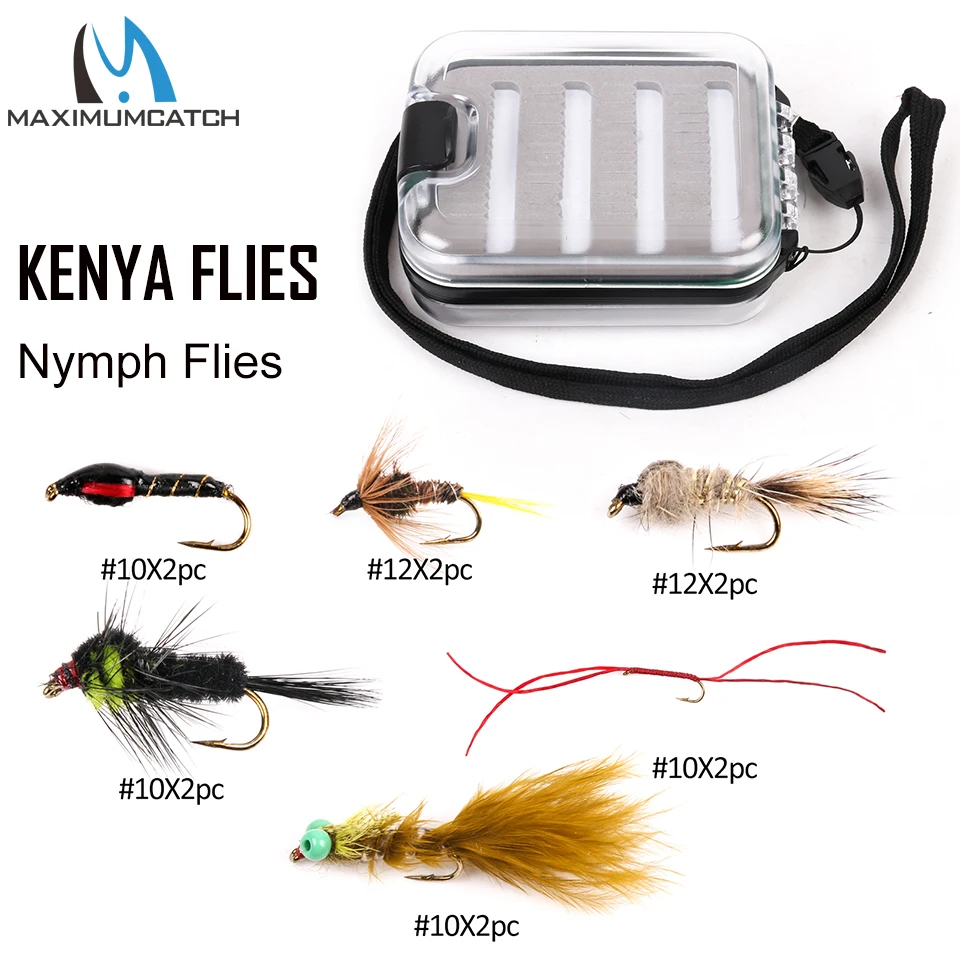 Maximumcatch 12-32 piezas de moscas de Kenia con caja de pesca Hackle seleccionado a mano 9 surtidos moscas - imagen 5
