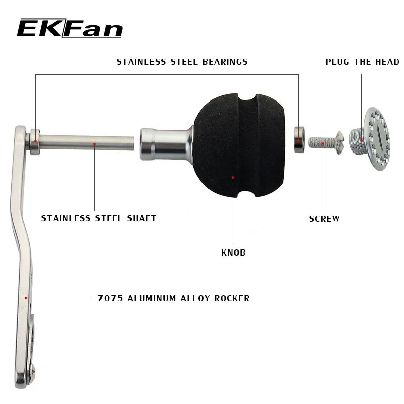 EKfan-carrete de pesca de aleación de aluminio, accesorio basculante de 7x4/8x5MM, 92/94MM, con perilla EVA, para baitcasting y Fshing - imagen 5