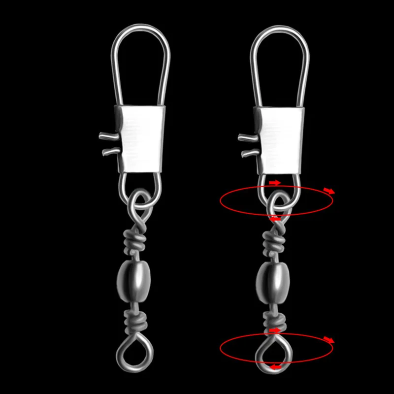 10 unids/lote de acero inoxidable para pesca, giratorio, bloqueo de rodamiento de bolas, conector rodante, Pin enganchado, accesorios para aparejos de anzuelo - imagen 5