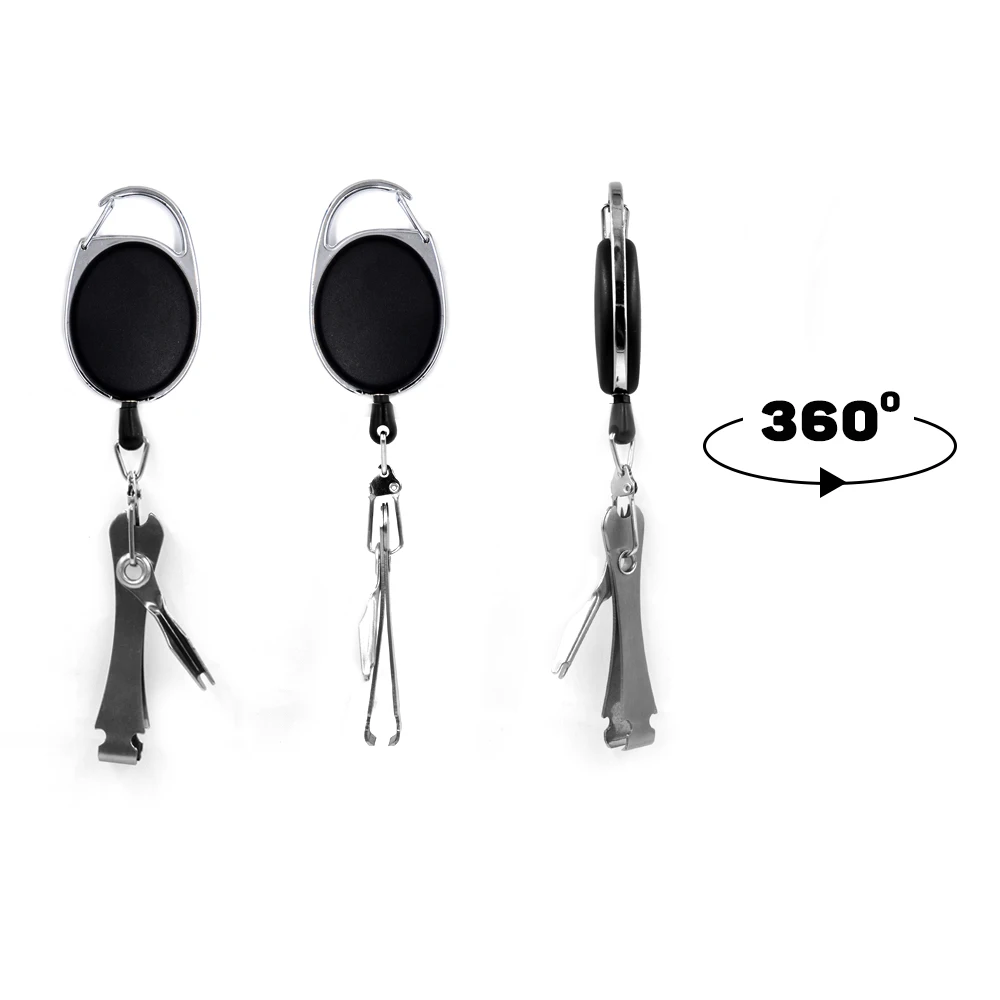 MNFT-cortaúñas de pesca con mosca 3 en 1, pinza de línea con Zinger Retractor, limpiador de ojos, herramientas de atado rápido de nudos - imagen 4