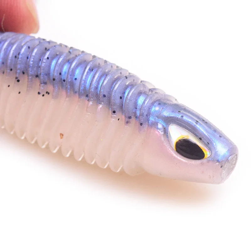 WDAIREN-Señuelos de Pesca con ojos 3D, anzuelo de lubina suave, Wobblers, 8cm, 11cm, aparejos de cebo Artificial de silicona, cola de paleta, Swimbait, Pesca - imagen 5