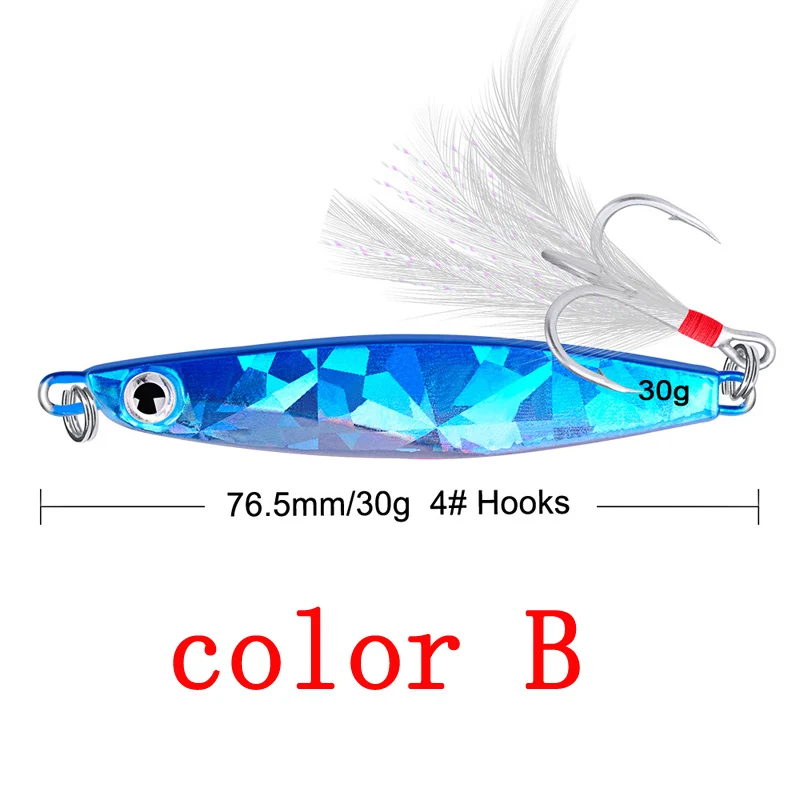 Señuelo de pesca de Metal, cuchara giratoria de lentejuelas con pluma, cebo duro para mar, lago, herramienta Wobblers 30, 10g, 21g, 30g, 1 unidad - imagen 4