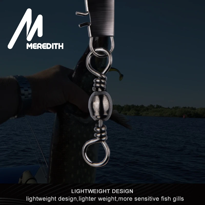 Meredith 50 unids/lote conector de pesca Pin rodamiento giratorio de acero inoxidable con señuelo para anzuelo a presión accesorio para aparejos - imagen 4