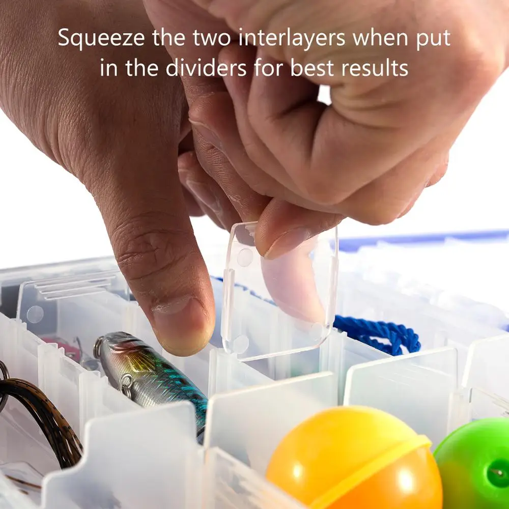 Bassdash 3600-caja de almacenamiento de aparejos de utilidad impermeable, bandeja de Señuelos de Pesca con divisores ajustables - imagen 5
