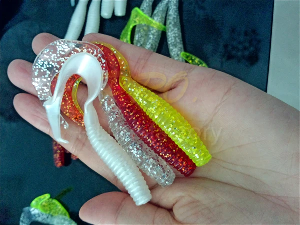 JYJ-señuelo de pesca de 50 piezas y 8cm, cebos blandos, gusanos de colores mezclados - imagen 3