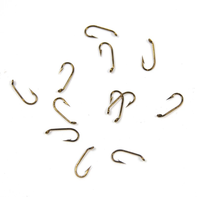 Bimoo Premium-anzuelo estándar de mosca seca, ganchos de atado de moscas, forjado, curva hacia abajo, acabado bronce, tamaño pequeño #20 #22 #24, 25 piezas - imagen 2