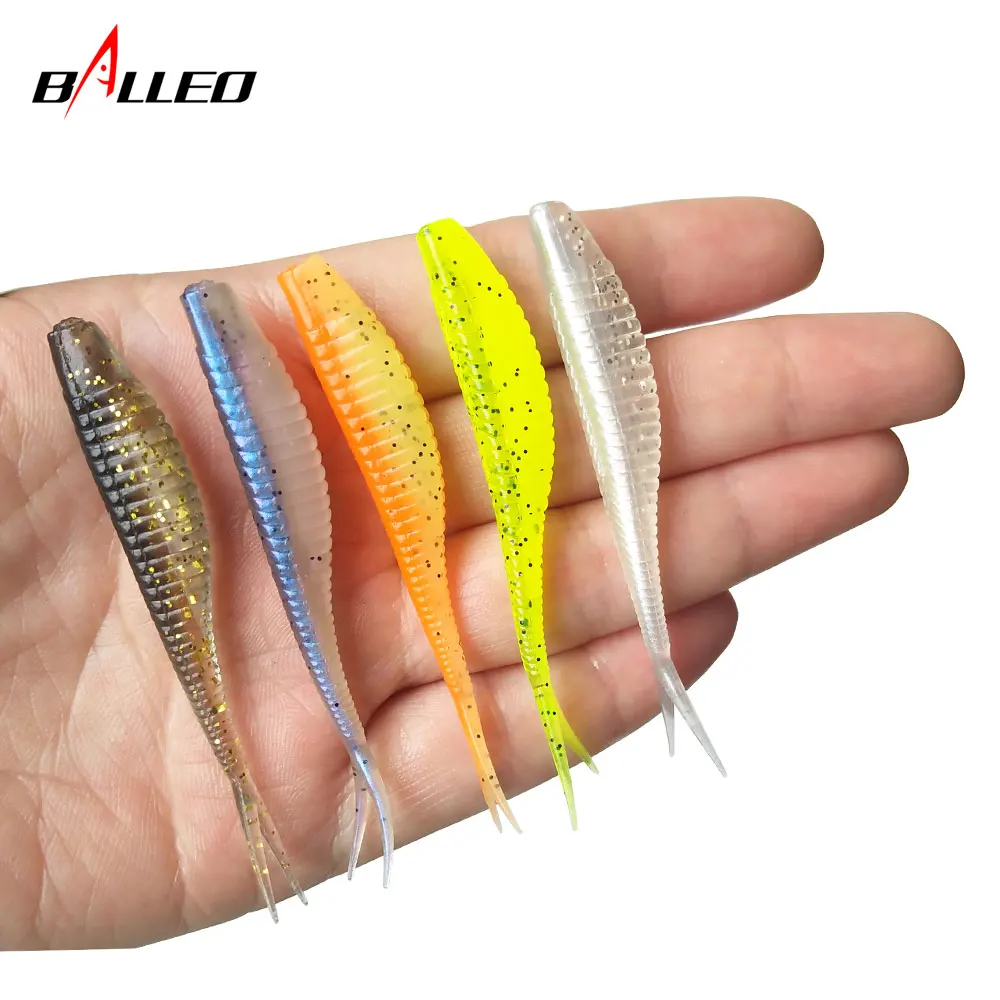 Balleo 10 unids/lote anzuelo de cola de horquilla señuelo suave 7 cm/1,8g señuelo de pesca Shad cebo de silicona alimentador de cebo de plástico suave para pesca de Lucio - imagen 4