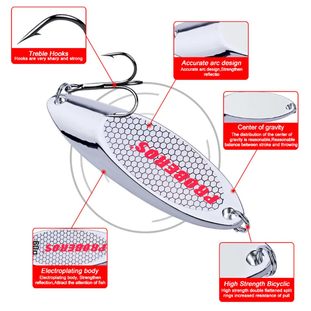 Señuelo de Pesca de Metal de alta calidad, 3g-60g de Pesca de señuelo, cuchara con lentejuelas, plata, duro, Wobbler, Crankbait, aparejos de Pesca de carpa, 1 ud. - imagen 3