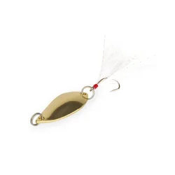Cucharillas Metal Spinner Dorado/Plata con Pluma – Wobbler Artificial para Spinning Mar