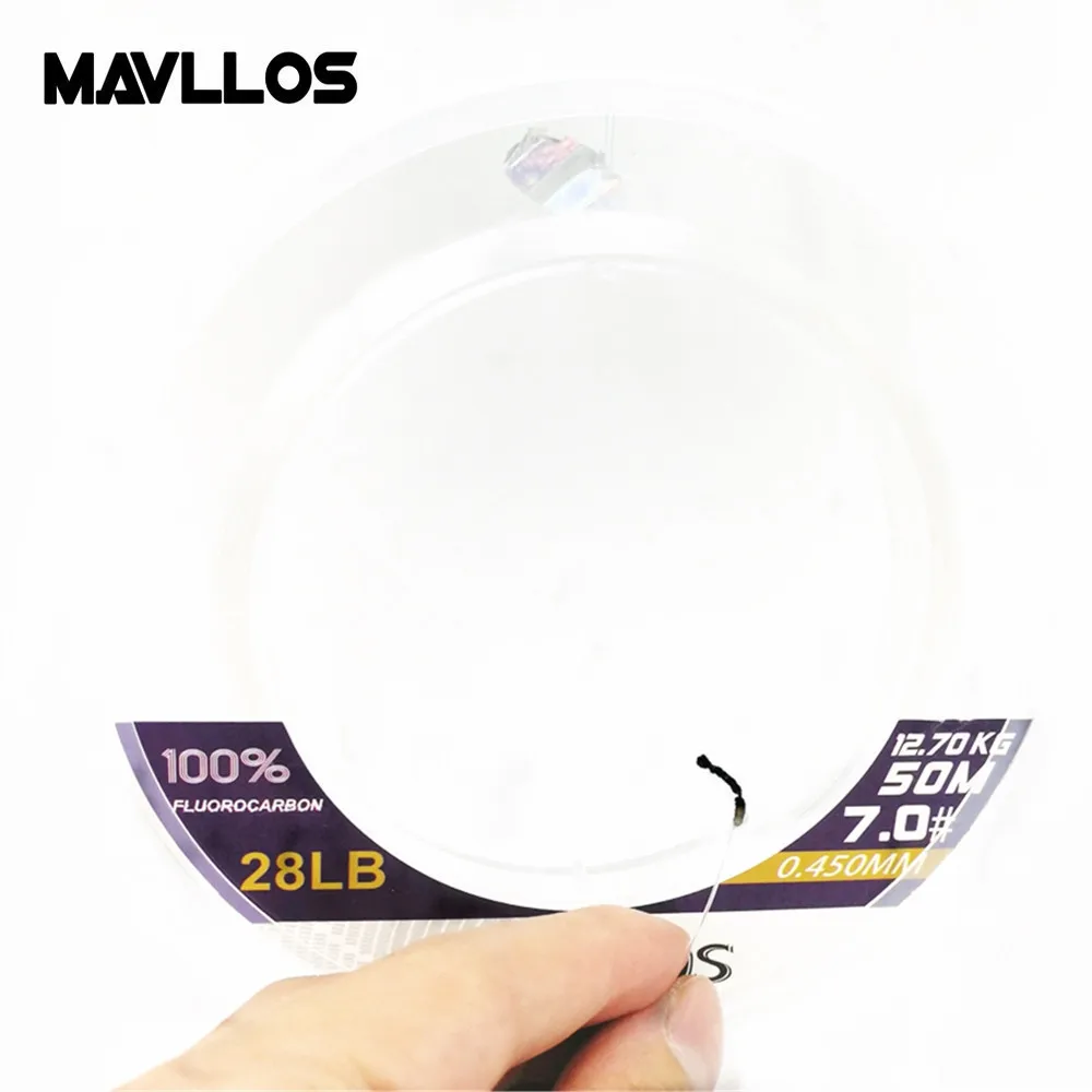 Línea de pesca de carbono Mavllos, línea líder de fluorocarbono de 50m, 100m, línea Mono fuerte Invisible de 0,14mm-0,60mm para Baitcasting Spinning - imagen 2