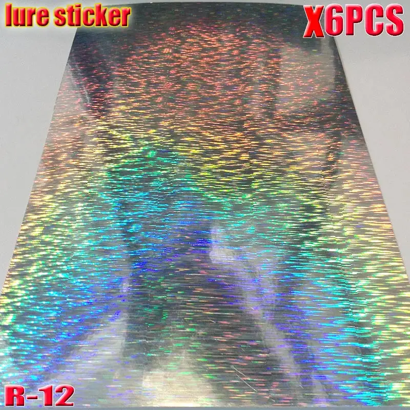 Pegatina de piel de pez para señuelo de pesca, pegatinas de plantilla DIY, materiales de atado de moscas, tamaño grande de 100mm x 150mm, 6 papeles por lote, nuevo - imagen 4