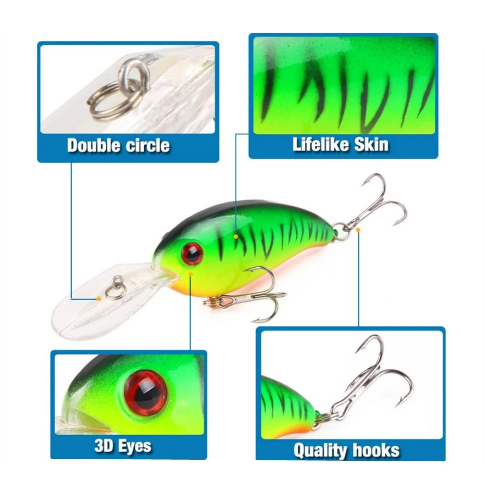 Señuelo de Pesca de manivela, Wobblers, 10cm, 14g, Crankbait Isca, cebo Artificial, ojo 3D, Lucio, Jerkbait, aparejos de Pesca de pececillos, 1 ud. - imagen 5