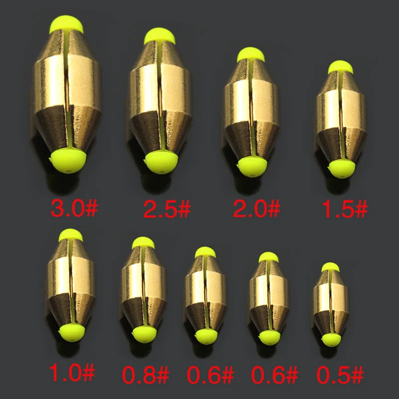 Lote de 5 piezas de accesorios para pesca, peso de cobre, plomo, agua, materiales de bronce, equilibrador de flotador, Color dorado - imagen 2