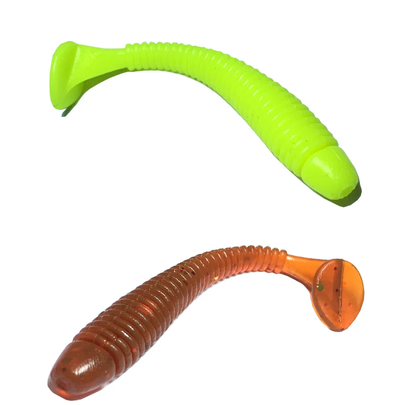 KMRESA-señuelo de gusano de cola en T, cebo Artificial de silicona, Wobber Jigging, Shad Iscas Leurre souple, 5cm, 0,7g, 50 unidades por lote - imagen 3