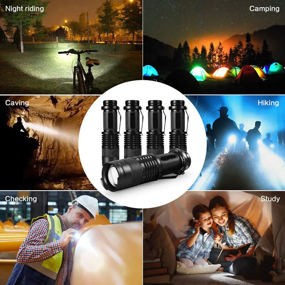 Linterna LED 380LM Portátil con Zoom para Pesca - imagen 4