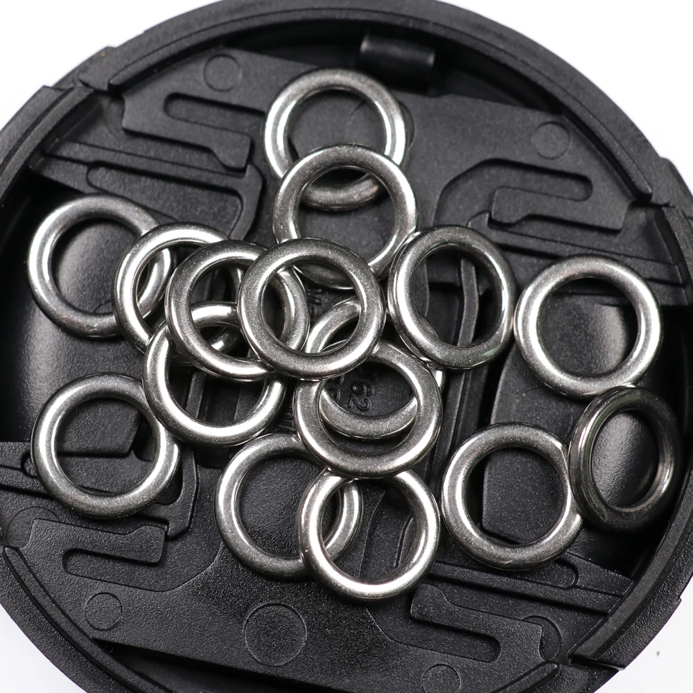 Bimoo 100 unids/bolsa anillo sólido de pesca pulido anillo de señuelo de pesca de acero inoxidable accesorios de pesca señuelo de alta resistencia anillo de Jigging - imagen 4