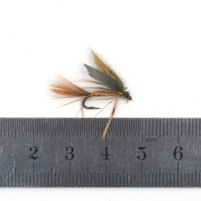 MNFT Señuelos de Pesca de selección de moscas secas, alambre dorado, cuerpo de cebra amarilla, económico, 10 piezas, 12 # - imagen 3
