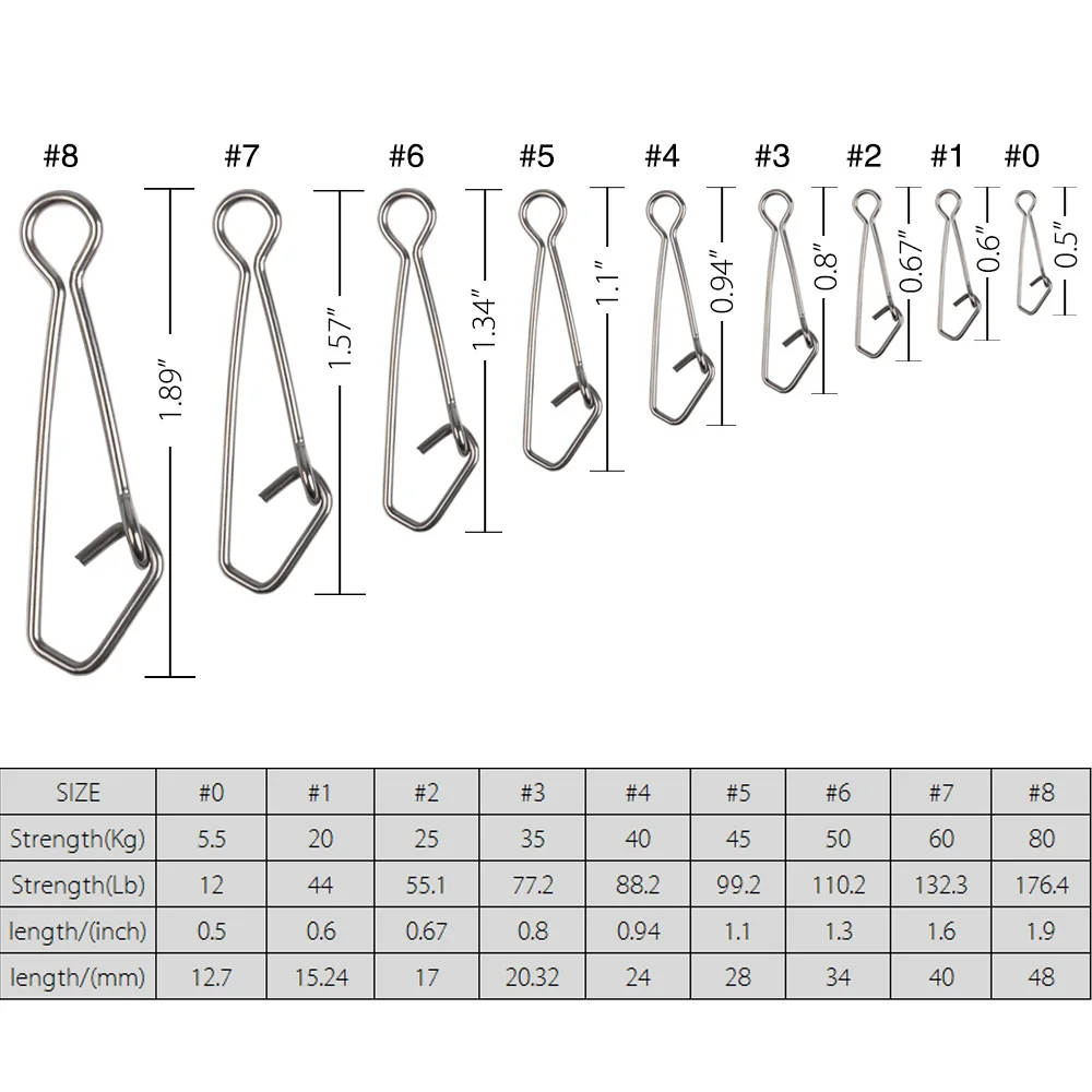 Clip de velocidad de pesca de cambio rápido, Conector de cierre rápido de 50 piezas, de acero inoxidable para agua salada, anzuelo giratorio - imagen 5