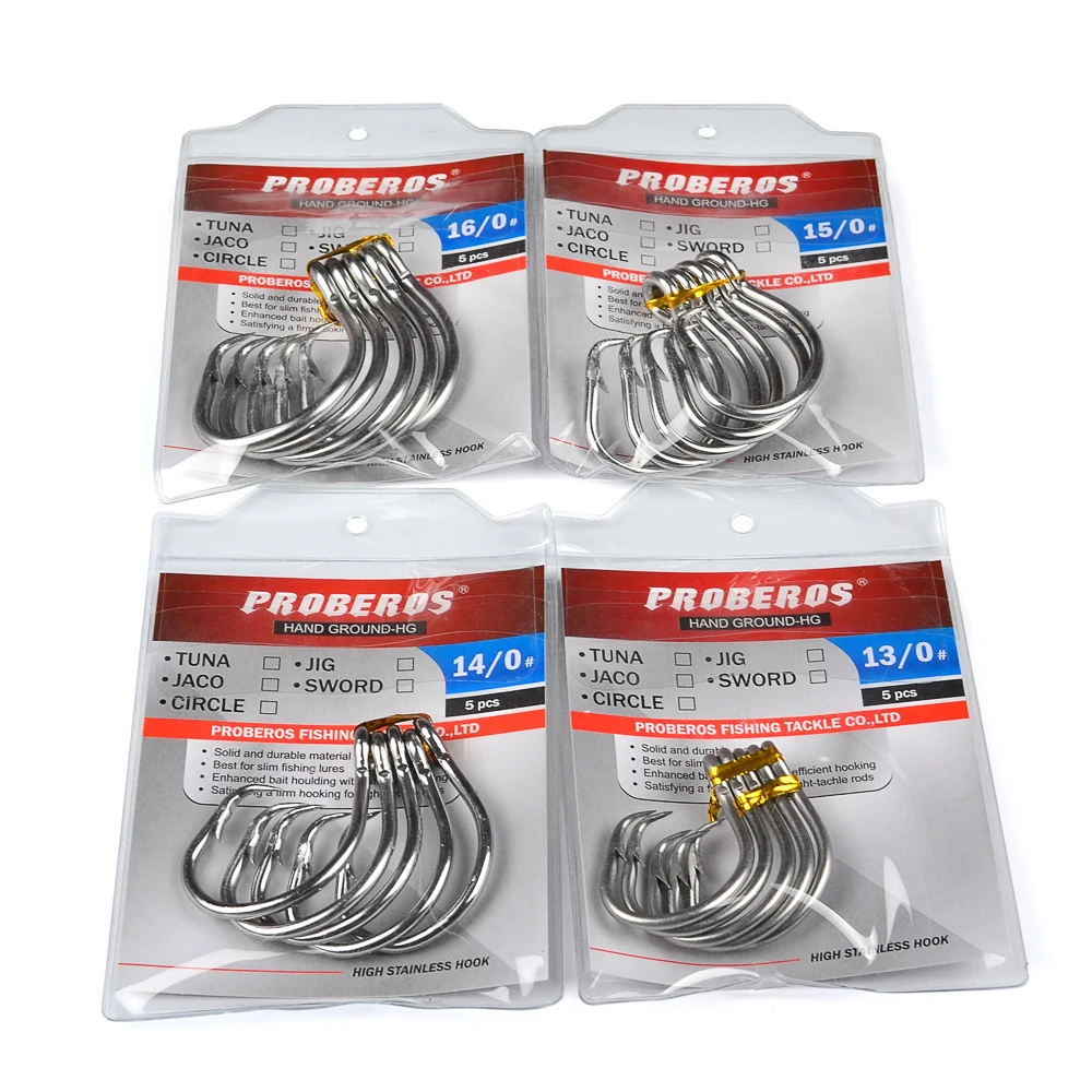 PROBEROS-anzuelo de pesca de agua salada DWH107, anzuelo circular 13/0 #-16/0 #, modelo de anzuelo de acero inoxidable - imagen 5