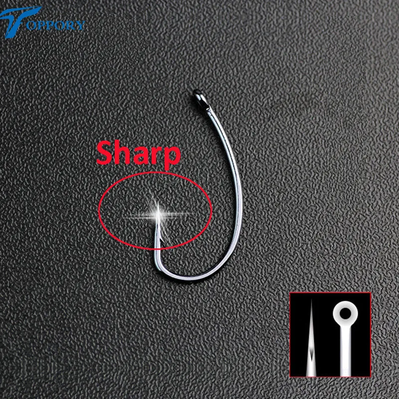 Toppory-anzuelos de acero de alto carbono para pesca de carpa, 10 unids/bolsa, anzuelos rígidos fuertes con púas negras, herramienta de aparejos de pesca de carpa - imagen 3