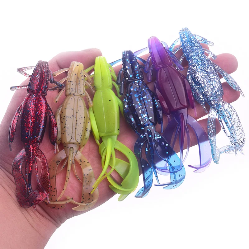 Cebos blandos de pesca de camarón, 100mm, 10,5g, Crankbaits fáciles para carpa, aparejos de pesca de lubina, señuelo de silicona Artificial, 2 uds. - imagen 5