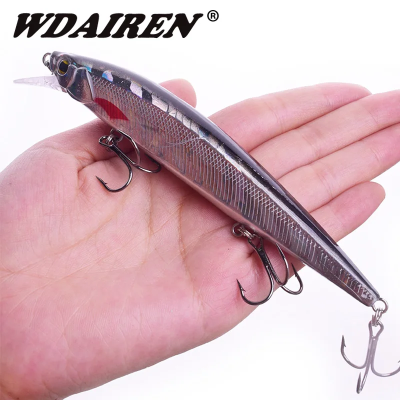 Señuelos de Pesca de pececillo flotante, 140mm, 18,5g, plástico láser, Wobbler, cebo duro Artificial con gancho, Crankbait, aparejos de Pesca, 1 Uds. - imagen 4