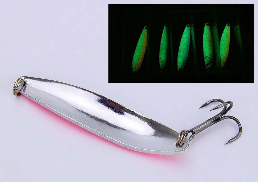 Señuelo de cuchara brillante para pesca, anzuelo grueso de Metal Artificial, forma de hoja Salix, 6,5 cm/13g, 5 unidades - imagen 3